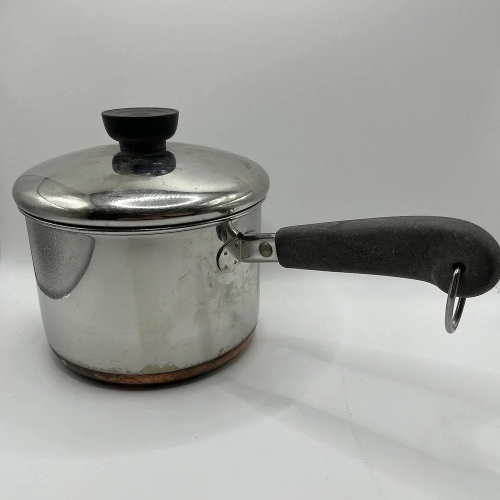 1801 Revere Ware 1 L 2 Qt Stainless Steel Sauce with Lid Made In Clinton IL‎ USA